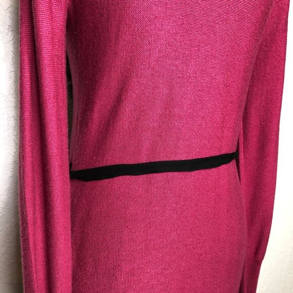 Tracy Reese New York dark pink black ruffle trim belted cardigan size Small - Picture 8 of 16